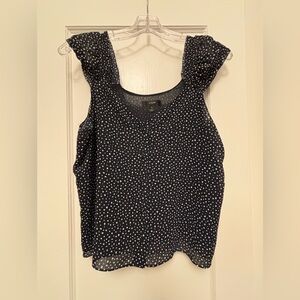 J. Crew Navy and White Dotted Blouse